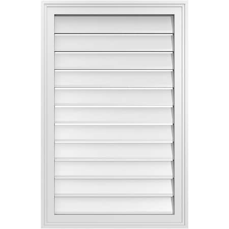 Ekena Millwork Vertical Surface Mount PVC Gable Vent: Functional, w/ 2"W x 1-1/2"P Brickmould Frame, 22"W x 34"H GVPVE22X3402SF